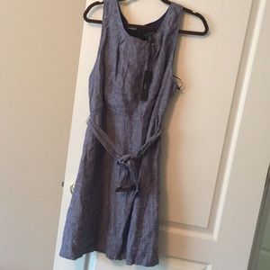 Tahari size 14 blue linen fully lined dress NWT